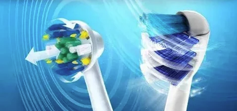 旋轉式電動牙刷與聲波牙刷的對比圖示